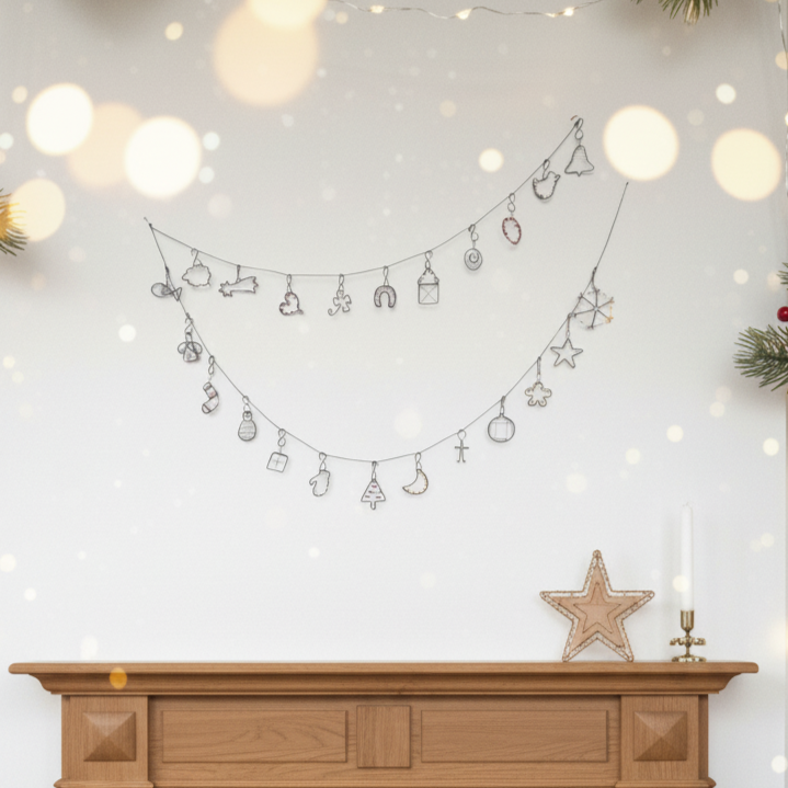 Adventní drátovaný kalendář girlanda