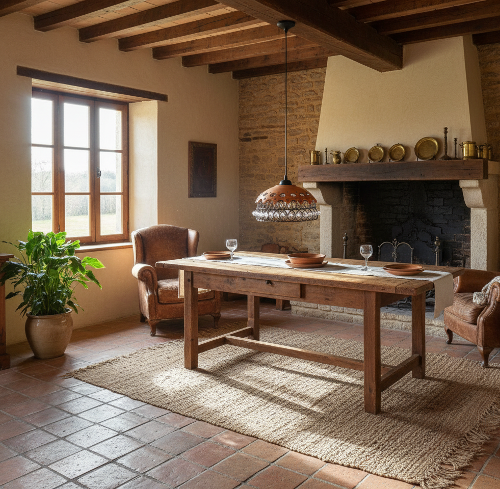 Rustikální světlo v interiéru