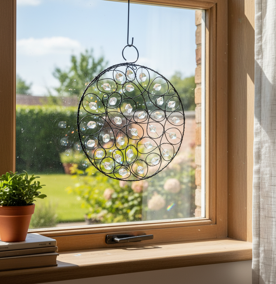 Dratované kolečko s korálky do okna