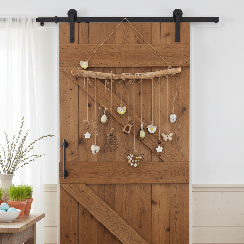 Drátované dekorace na dveřích