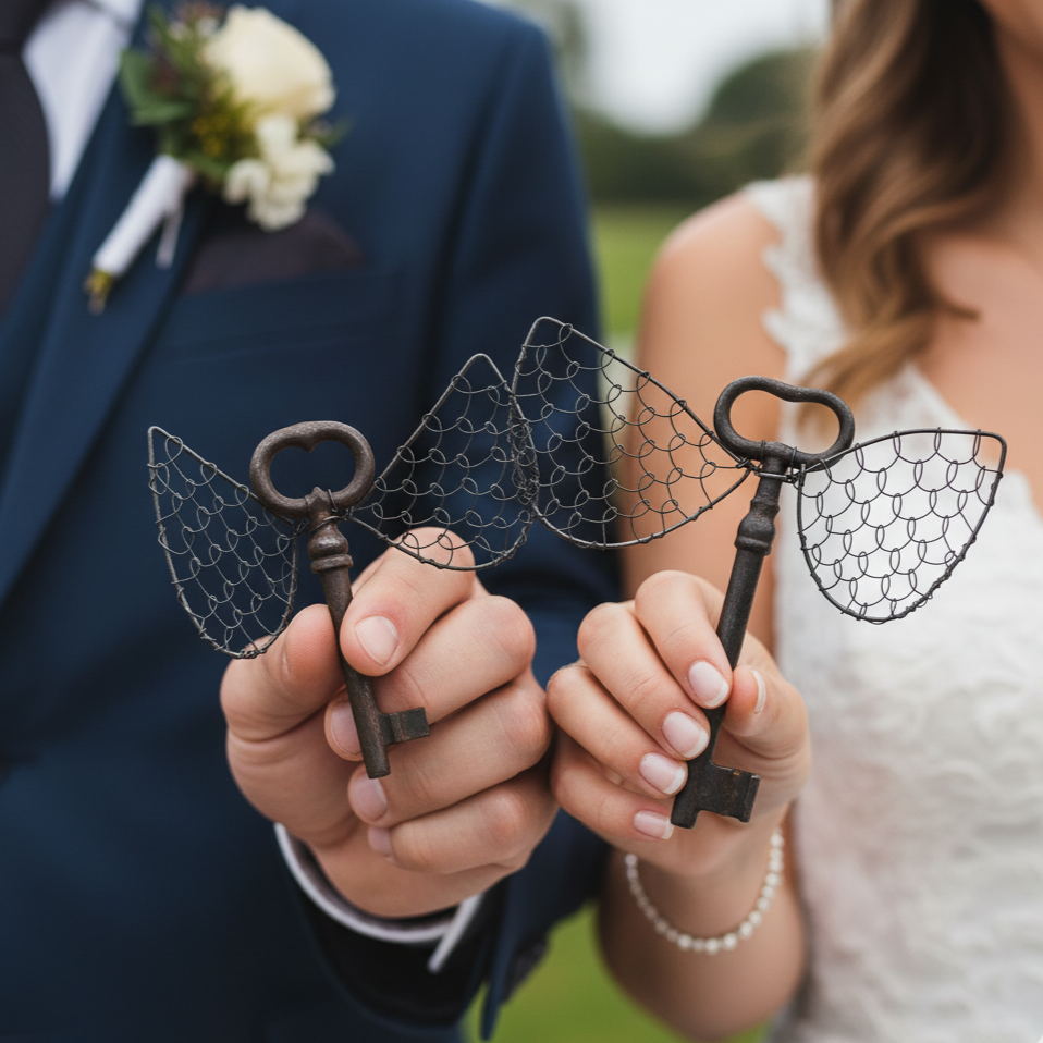 Zamilovaní Klíčníci - klíče se spojenými drátovanými křídly